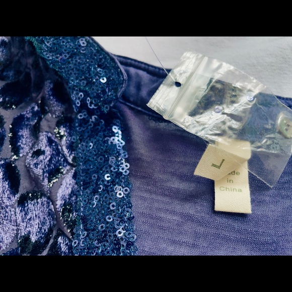 Anthropologie TINY “Vaha” Purple Burnout Velvet Leopard Pattern Blouse + Sequins - Picture 6 of 13